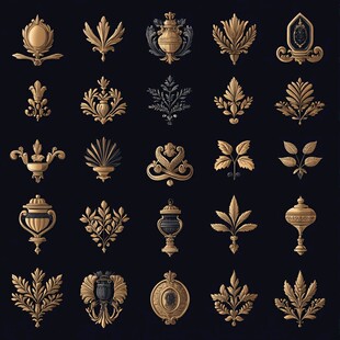 欧式古典金色装饰图案集