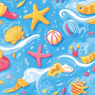 海底缤纷小物插画图案