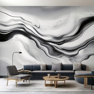 水墨风客厅墙面艺术装饰