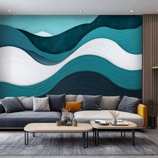 现代简约风客厅波浪背景墙
