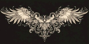 华丽双翅花纹图案设计