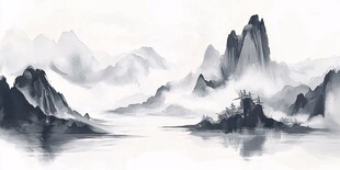水墨山水间的诗意景致