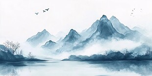 水墨山水间的空灵之境