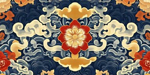 中式传统花卉云纹图案