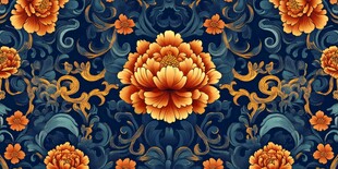 中式牡丹花纹华丽图案