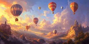 梦幻山谷中的热气球之旅