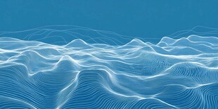 蓝色波浪线条抽象背景图