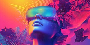 梦幻科技感的花卉人像