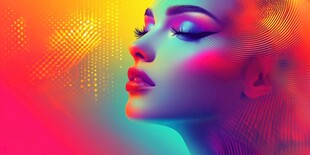 梦幻光影下的魅力女性