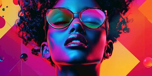 时尚酷感闭眼的墨镜女性