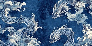 双龙腾跃于云海之间