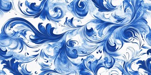 蓝白梦幻漩涡花纹图案