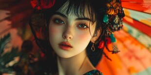 古风佳人撑伞尽显温婉