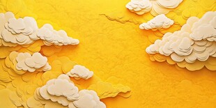 黄色背景上的立体云朵