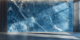 蓝色大理石墙面室内景致