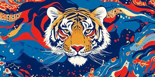 虎啸祥瑞 国风艺术插画