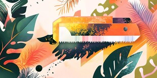 锯齿工具与热带植物插画