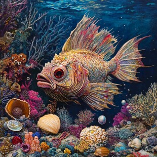 奇幻海底世界中的多彩怪鱼