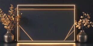 黑金框架配绿植艺术场景