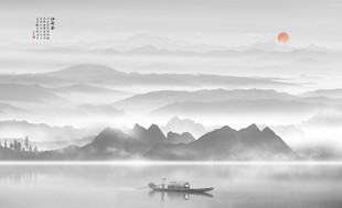 黑白山水画