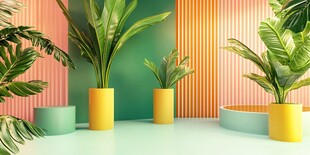 室内多彩盆栽绿植展示