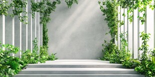 绿植环绕的清新室内空间