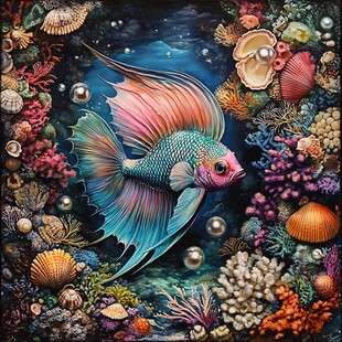 梦幻海底的多彩斗鱼