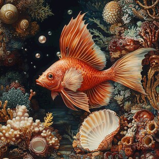 梦幻海底的华丽金鱼