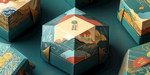 古风多彩六边形礼盒展示