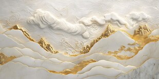 金白山水浮雕艺术作品