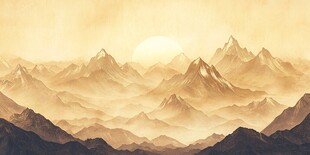 金色山峦间的壮丽日出