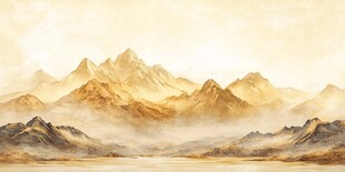 金色山峦雾霭间美景