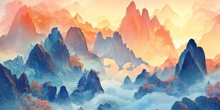 梦幻山水间的壮美霞光