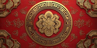 中式红金传统花纹背景图