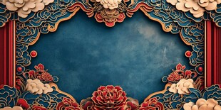 中式古典雕花边框背景图