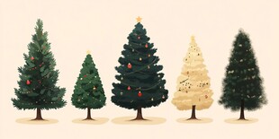 多样圣诞树展示