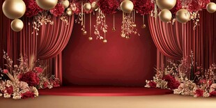 红金浪漫婚礼舞台场景