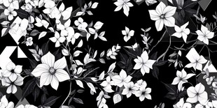 黑白花卉图案背景纹理