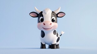 可爱卡通小牛形象展示