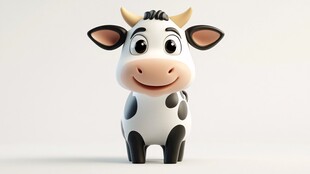 可爱卡通小牛形象展示