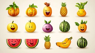 可爱表情水果大集合