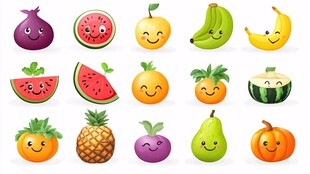 可爱表情水果大集合