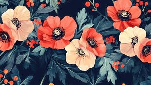 罂粟花植物图案背景图