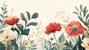 花卉绿植边框图案设计