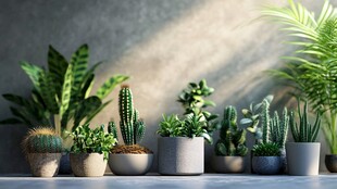 多样盆栽装点室内绿意