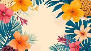 热带花卉装饰背景图