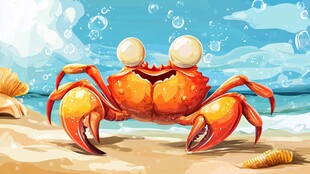 沙滩上的可爱螃蟹