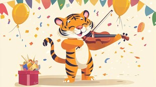 老虎拉小提琴庆欢乐时刻