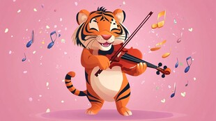 拉小提琴的欢乐小老虎