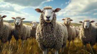 草原羊群 毛绒绒的可爱模样